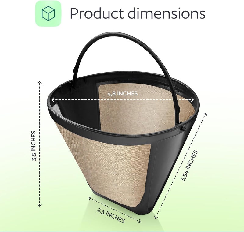 GoodCups 2-Pack Reusable #4 Cone Coffee Filters for Cuisinart 10–14 Cup Brewers (DCC-3200, DCC-1200, DCC-3400) & Ninja Coffee Makers, Stainless Steel Mesh, Permanent, Dishwasher-Safe - Image 5